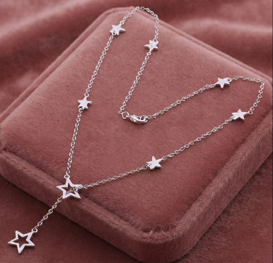 Damen Sternen Schmuck Set Halskette Armband Ohrringe Silber Plated