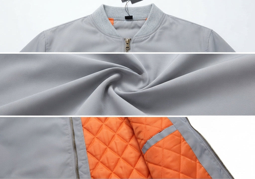 Gefütterte Herren Winter Bomberjacke Winddichte Fliegerjacke Modische Herrenbekleidung mit Rippbündchen Warme Freizeitjacke für die kalte Jahreszeit