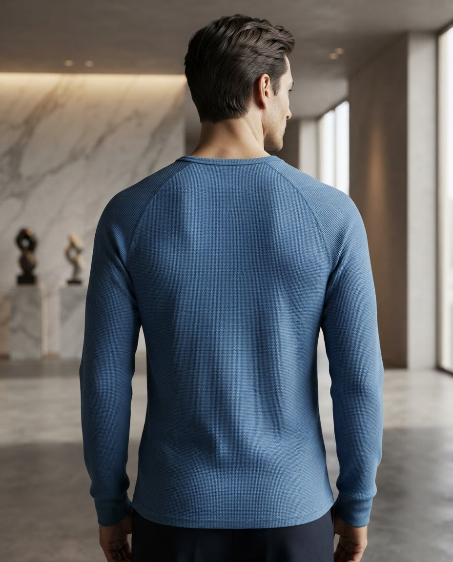 Herren Lässiges Langarm Henley Shirt Base Layer – Modisches Freizeithemd mit Knopfleiste im Straight Fit, Größen S bis 4XL