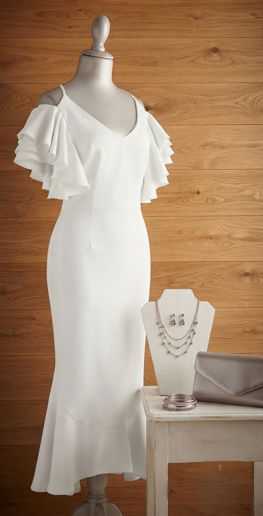 Damen Maxikleid mit V-Ausschnitt & Rückenschnürung - Elegantes Abendkleid