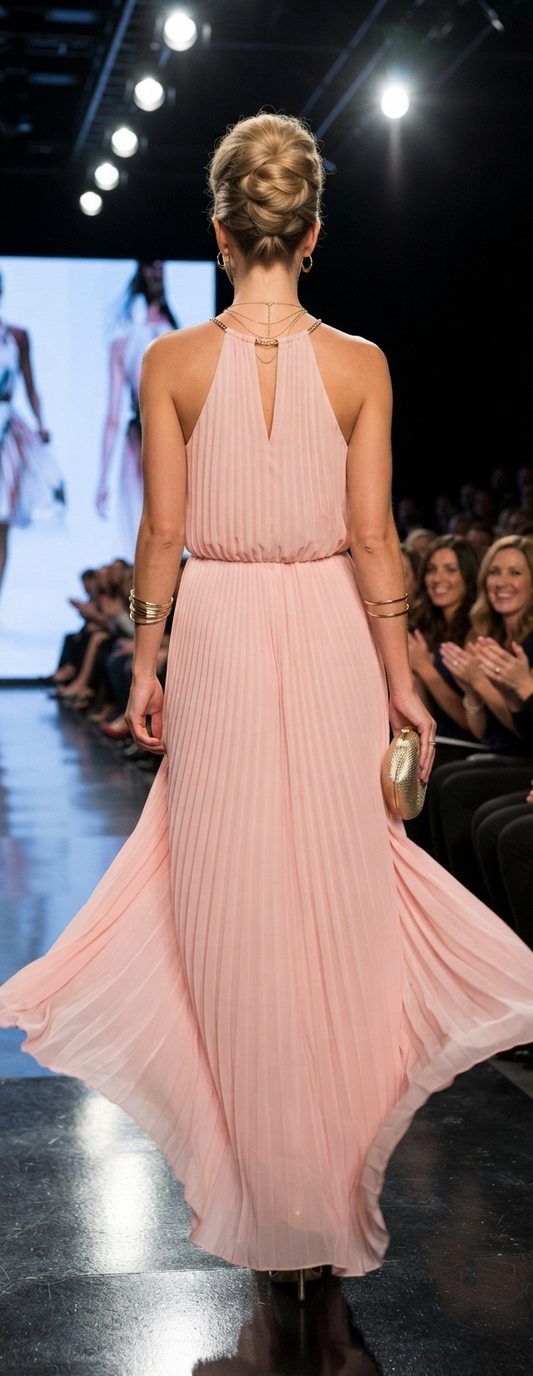 Damen Maxikleid aus Chiffon - Elegantes Sommerkleid, ärmellos - Stilvolles Abendkleid