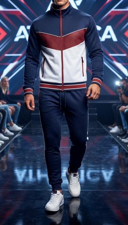 Herren Sportanzug Trainingsanzug Stehkragen Jacke & Sporthose Set Jogginganzug