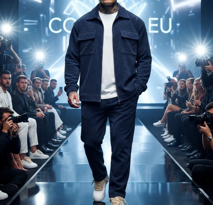Herren Freizeit-Set Langarmhemd & Hose Reverskragen Zweiteiler Anzug Casual