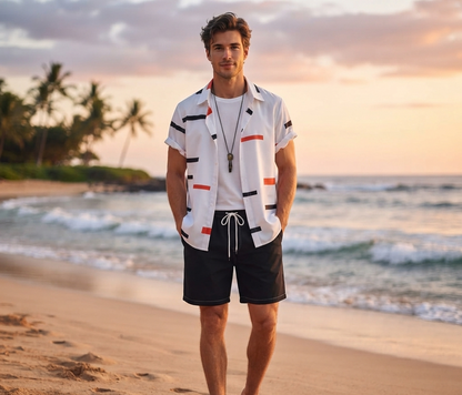 Herren Sommer-Set Kurzarmhemd & Shorts Bedrucktes Freizeit-Outfit