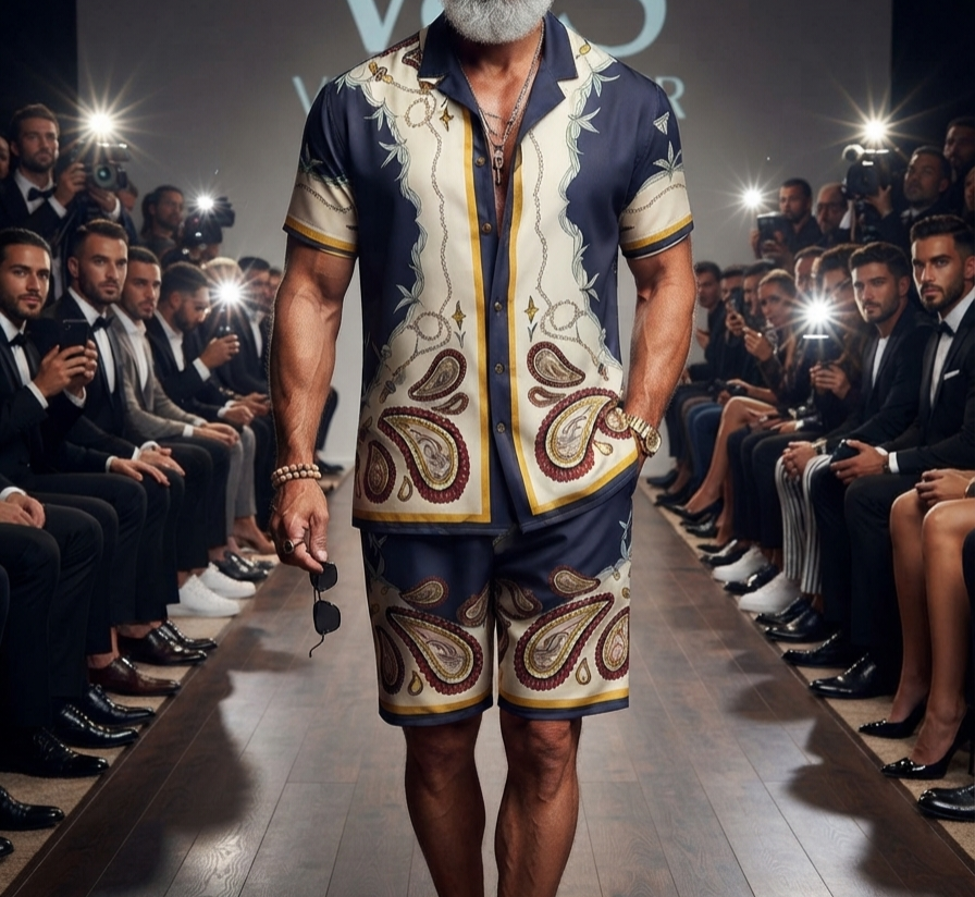 Herren Sommer Kurzarmhemd & Shorts Set 3D-Druck Allover-Muster Zweiteiler