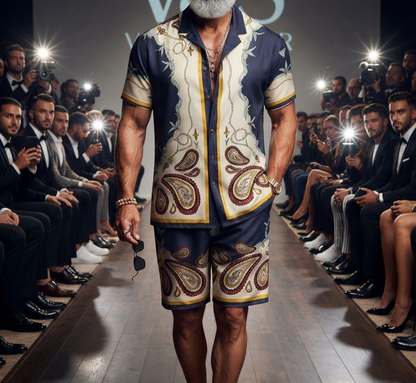 Herren Sommer Kurzarmhemd & Shorts Set 3D-Druck Allover-Muster Zweiteiler