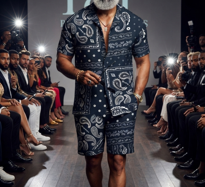 Herren Sommer Kurzarmhemd & Shorts Set 3D-Druck Allover-Muster Zweiteiler