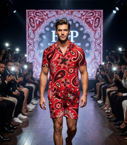 Herren Sommer Kurzarmhemd & Shorts Set 3D-Druck Allover-Muster Zweiteiler
