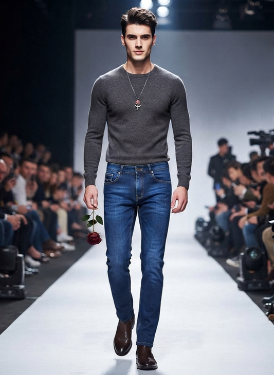 Herren Sommer Stretch-Jeans Loose-Fit Atmungsaktive Denim-Hose Gerade