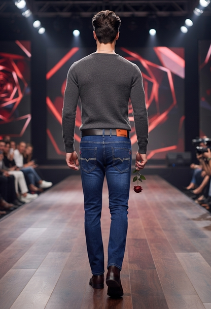 Herren Sommer Stretch-Jeans Loose-Fit Atmungsaktive Denim-Hose Gerade