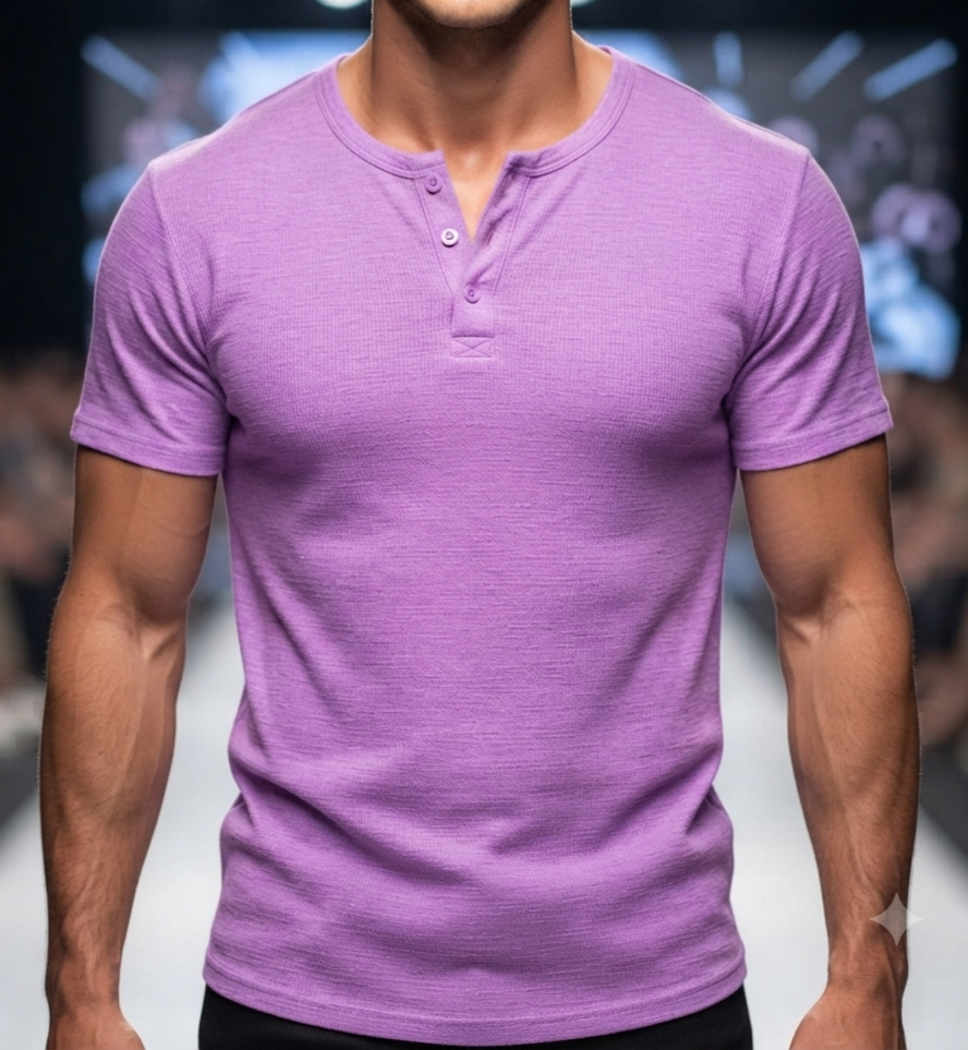 Herren Kurzarmshirt Henley-Ausschnitt Locker Leicht Casual Sommer T-Shirt