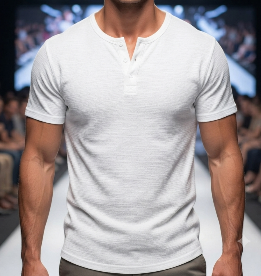 Herren Kurzarmshirt Henley-Ausschnitt Locker Leicht Casual Sommer T-Shirt