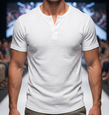 Herren Kurzarmshirt Henley-Ausschnitt Locker Leicht Casual Sommer T-Shirt