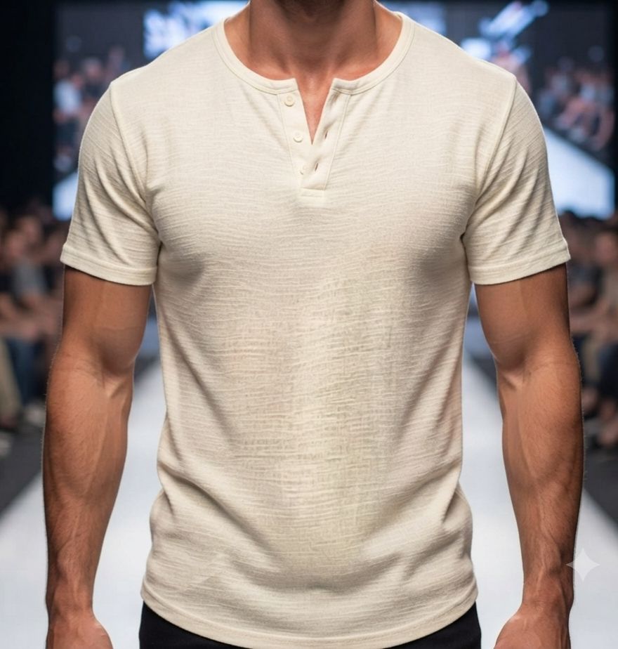 Herren Kurzarmshirt Henley-Ausschnitt Locker Leicht Casual Sommer T-Shirt