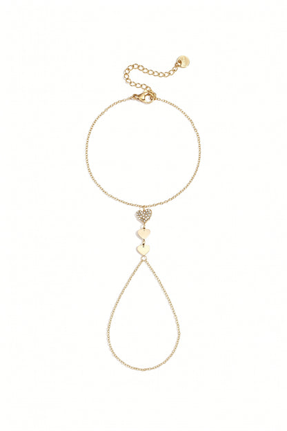 Elegant Heart Hand Chain - All Fit, Rhinestone Charm