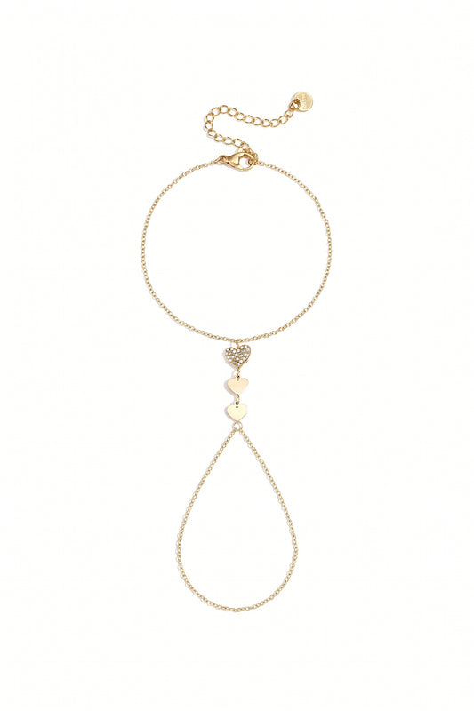 Elegant Heart Hand Chain - All Fit, Rhinestone Charm