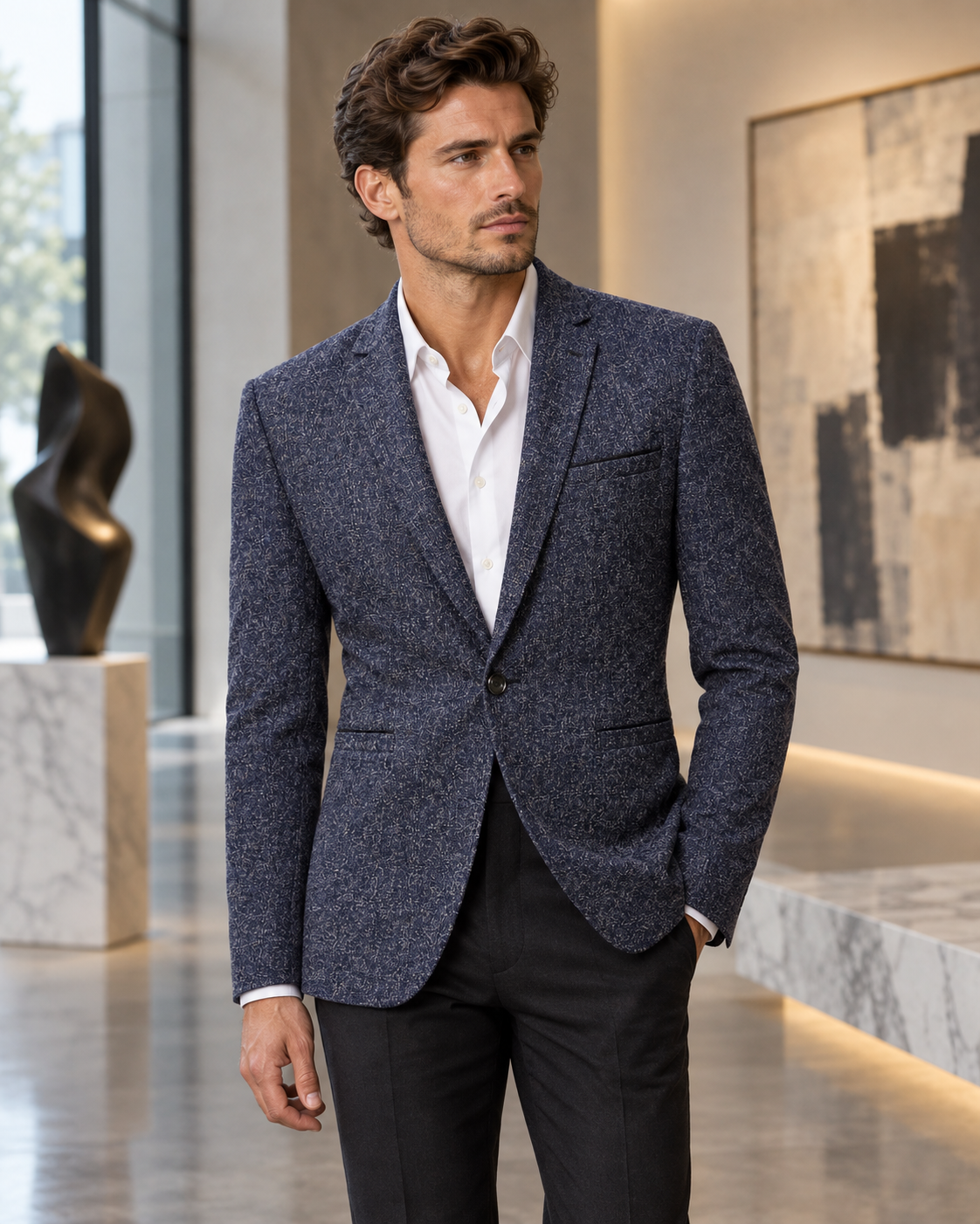 Eleganter Herren Slim Fit Anzugblazer Modisches Ein Knopf Sakko im modernen Stil Stilvoller Blazer für Business und Freizeit Bequeme Herrenbekleidung in den Größen M bis 4XL