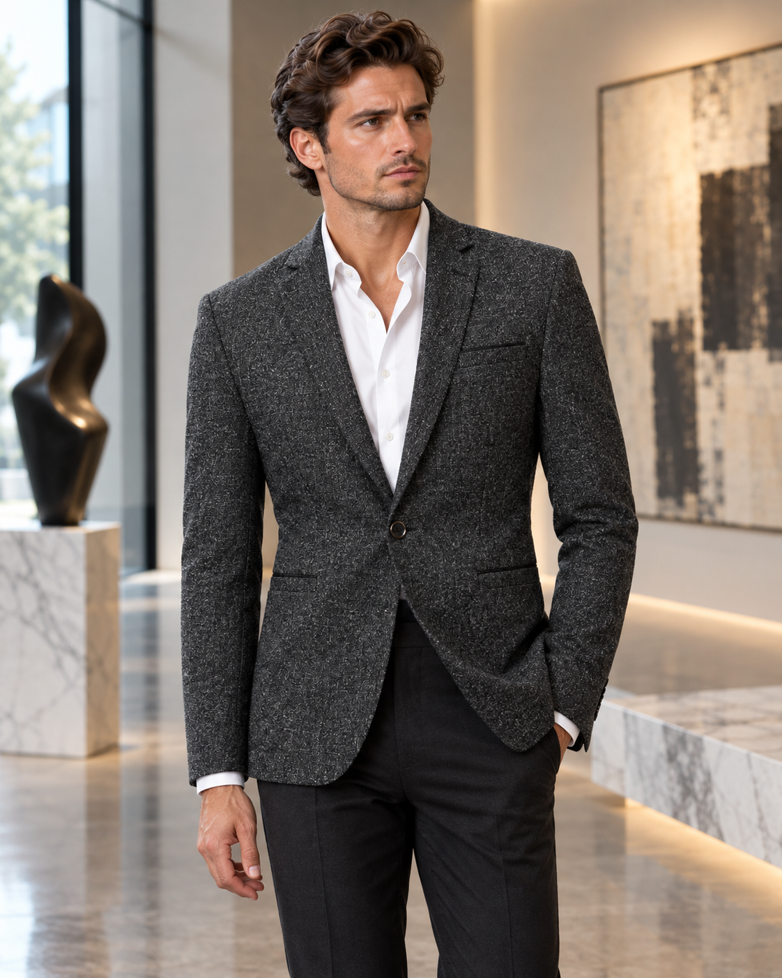 Eleganter Herren Slim Fit Anzugblazer Modisches Ein Knopf Sakko im modernen Stil Stilvoller Blazer für Business und Freizeit Bequeme Herrenbekleidung in den Größen M bis 4XL