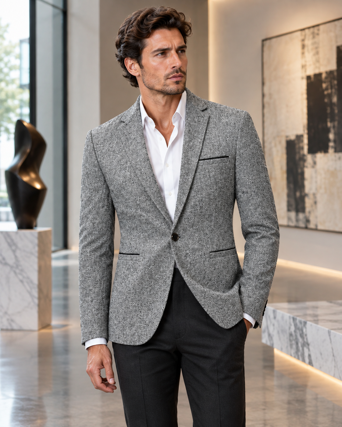 Eleganter Herren Slim Fit Anzugblazer Modisches Ein Knopf Sakko im modernen Stil Stilvoller Blazer für Business und Freizeit Bequeme Herrenbekleidung in den Größen M bis 4XL