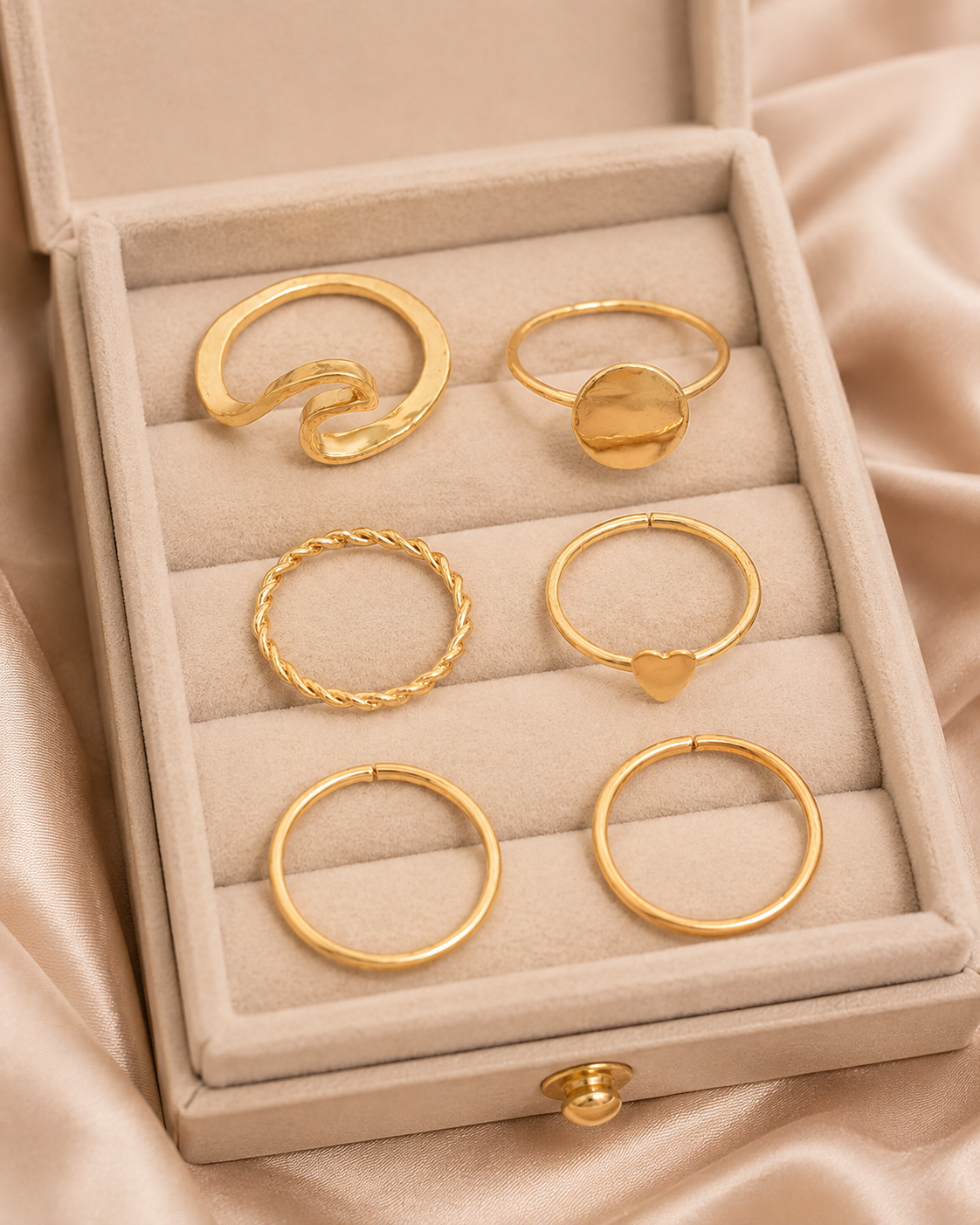 6tlg Damen Ring Set Geometrisch Gold Modisch Statement Schmuck