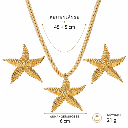 Damen Schmuck-Set Seestern Kette Ohrringe Sommer Stil