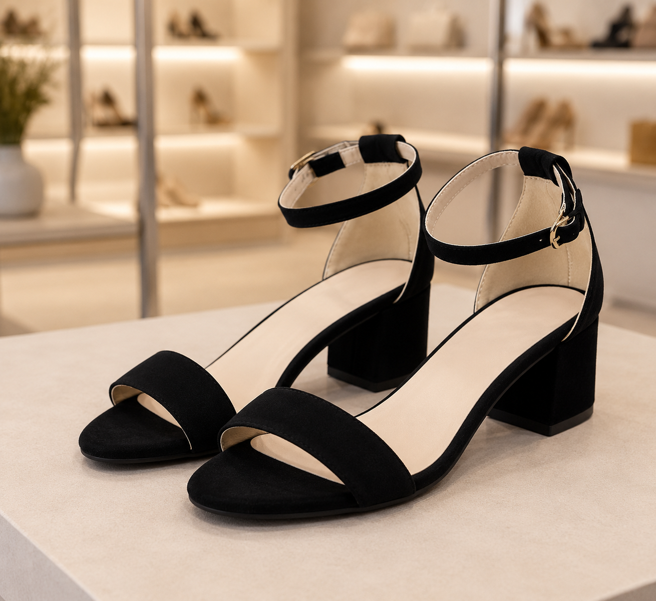 Damen High-Heel Sandalen Blockabsatz Schnalle Party Gr. 35-40
