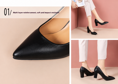 Damen Blockabsatz Pumps Spitz Büroschuhe High Heels Gr. 35-42