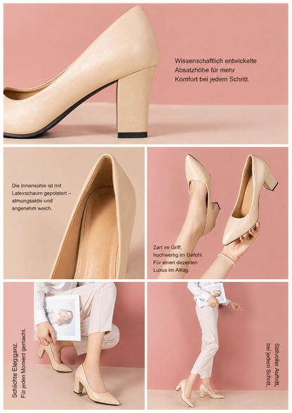 Damen Blockabsatz Pumps Spitz Büroschuhe High Heels Gr. 35-42