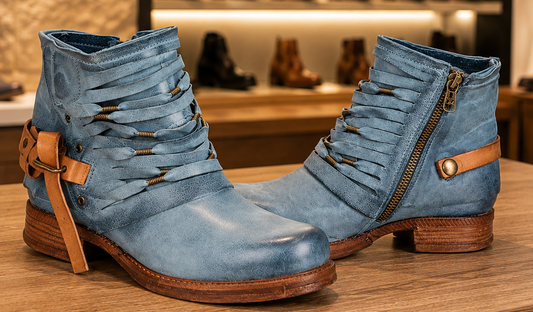 Damen Martin Boots Stiefeletten Nieten Reißverschluss Vintage Schuhe