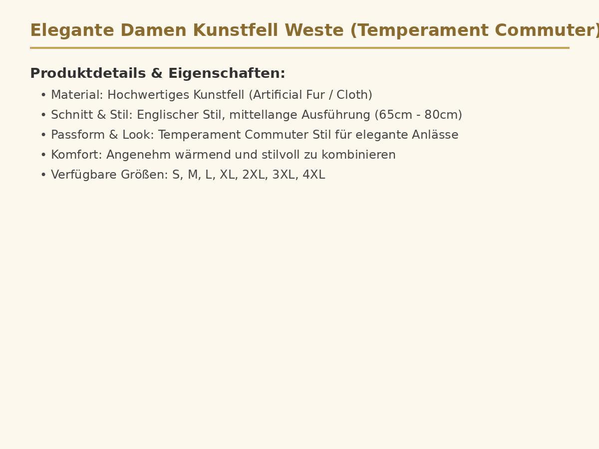 Elegante Damen Kunstfell Weste – Mittellanger Cardigan im Englischen Stil