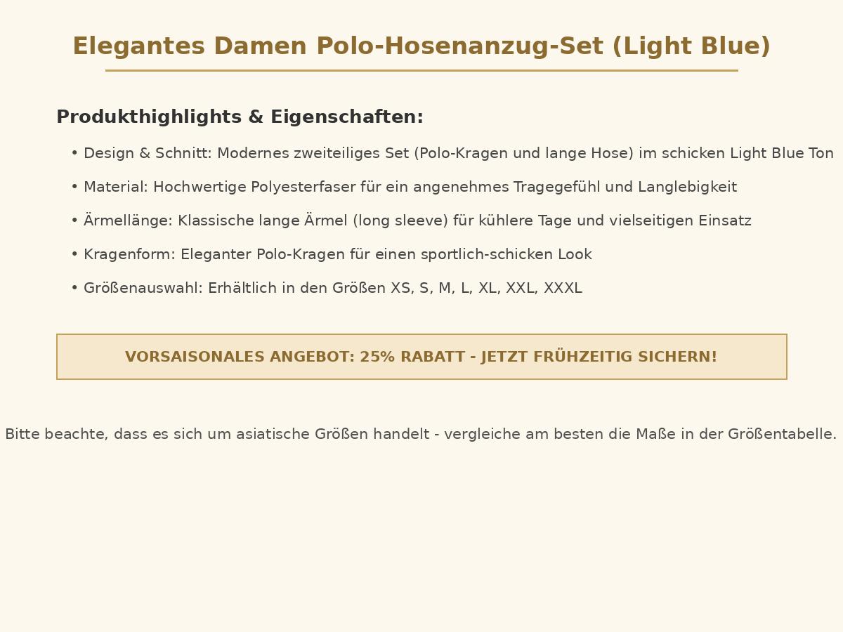 Elegantes Damen Polo-Hosenanzug-Set (Light Blue)