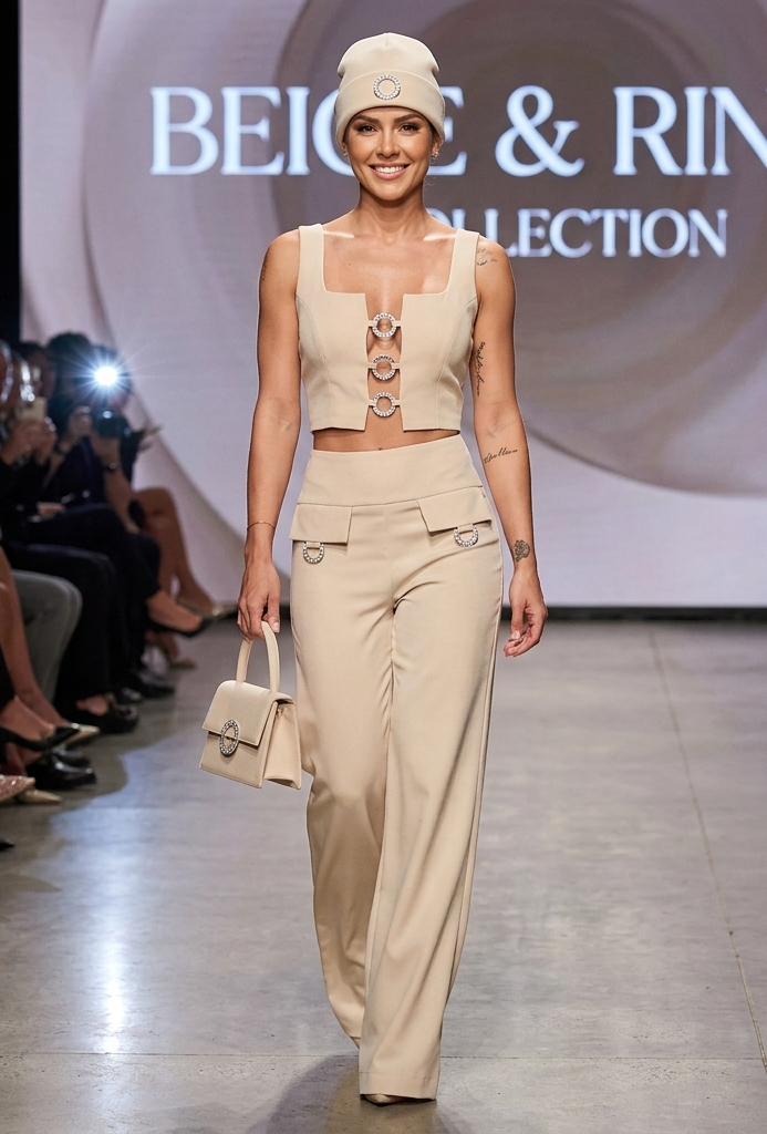 Damen Zweiteiler – Crop Top mit eckigem Ausschnitt & Schlaghose
