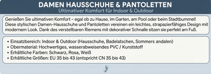 Damen Indoor & Outdoor Hausschuhe – Bequeme Pantoletten / Badelatschen mit Schnalle (Schwarz, Rosa, Weiß)