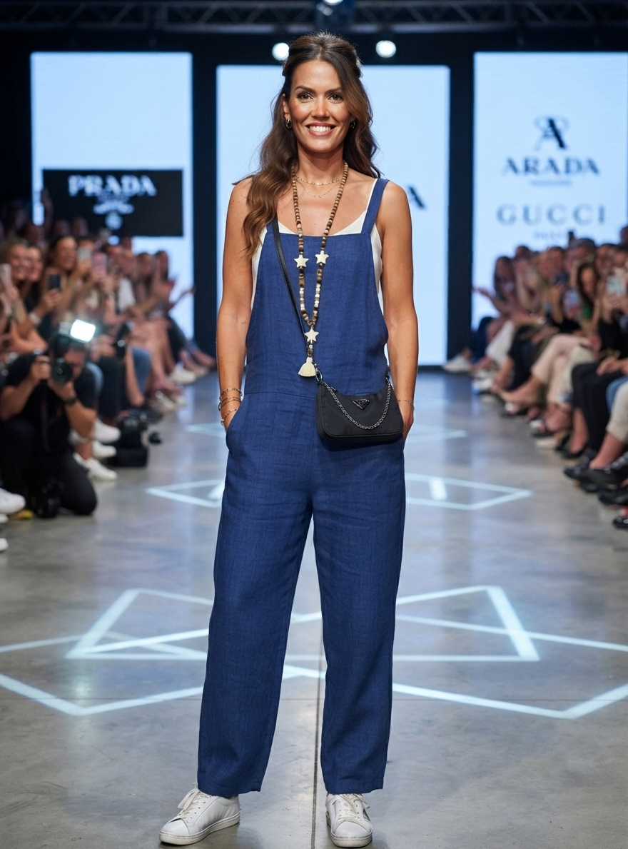Damen Latzhose - Lockerer Casual Jumpsuit mit weitem Bein & Trägern
