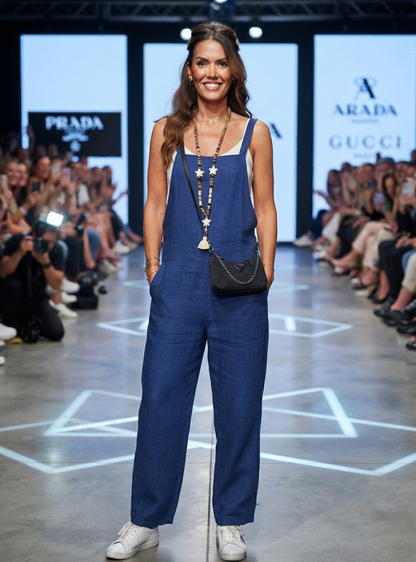 Damen Latzhose - Lockerer Casual Jumpsuit mit weitem Bein & Trägern