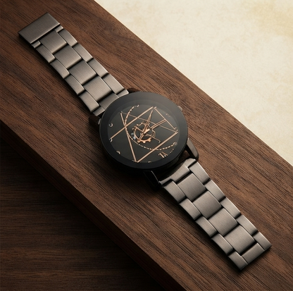 Edelstahl Quarzuhr für Damen & Herren - Kompass & Zahnrad Zifferblatt Armbanduhr