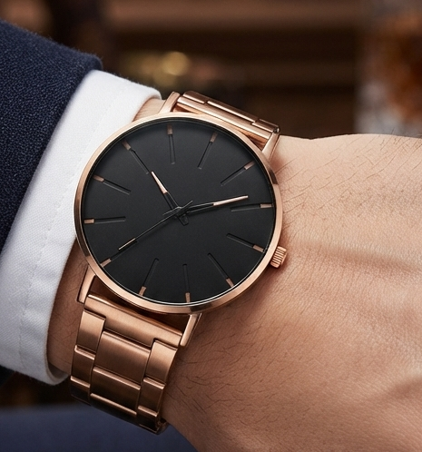 Ultradünne Herren Quarzuhr - Elegante Business Armbanduhr mit Edelstahlarmband