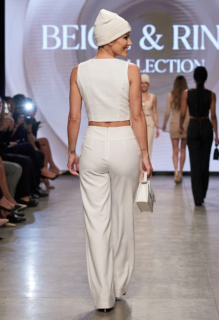 Damen Zweiteiler – Crop Top mit eckigem Ausschnitt & Schlaghose