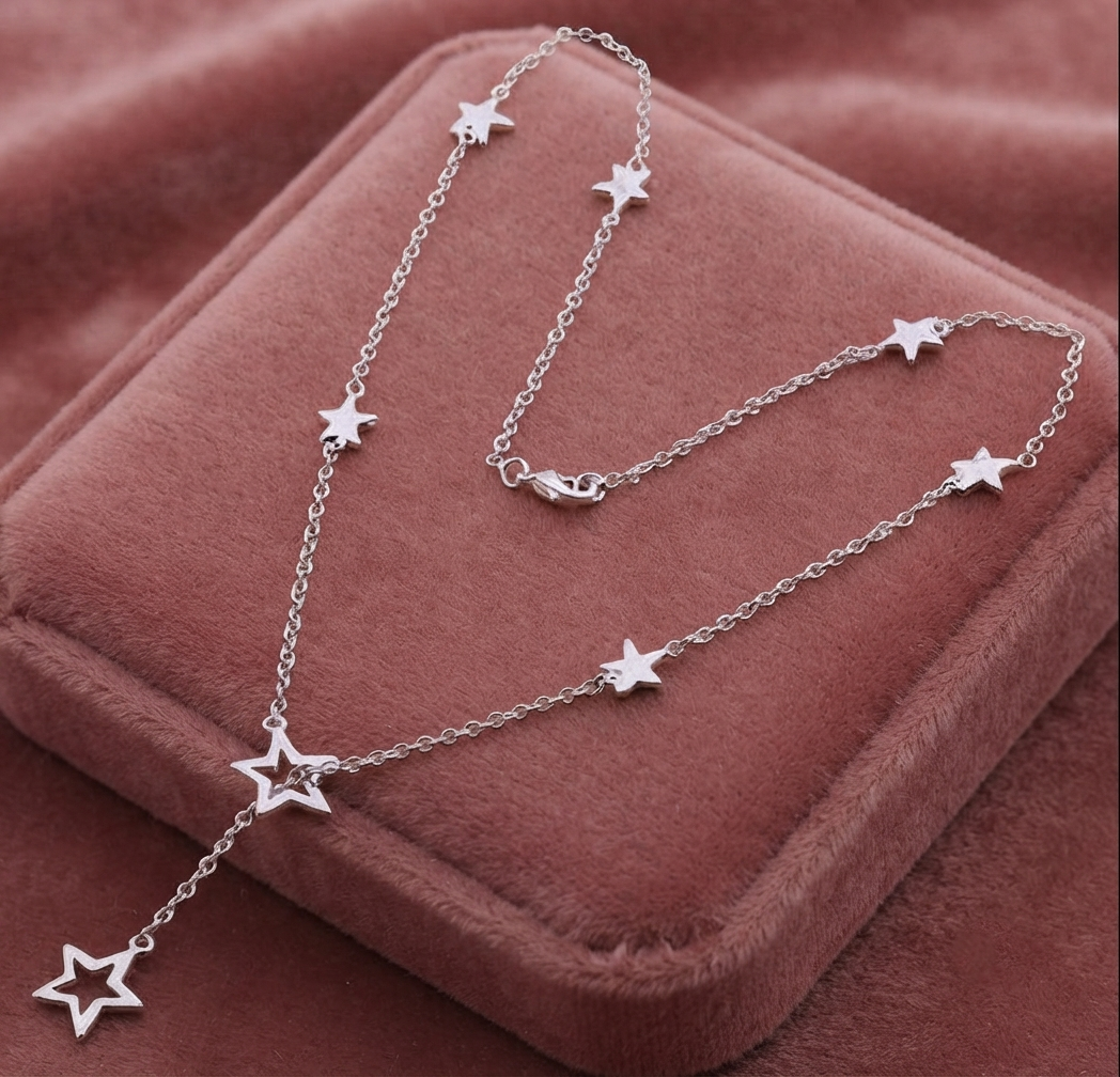 Damen Sternen Schmuck Set Halskette Armband Ohrringe Silber Plated