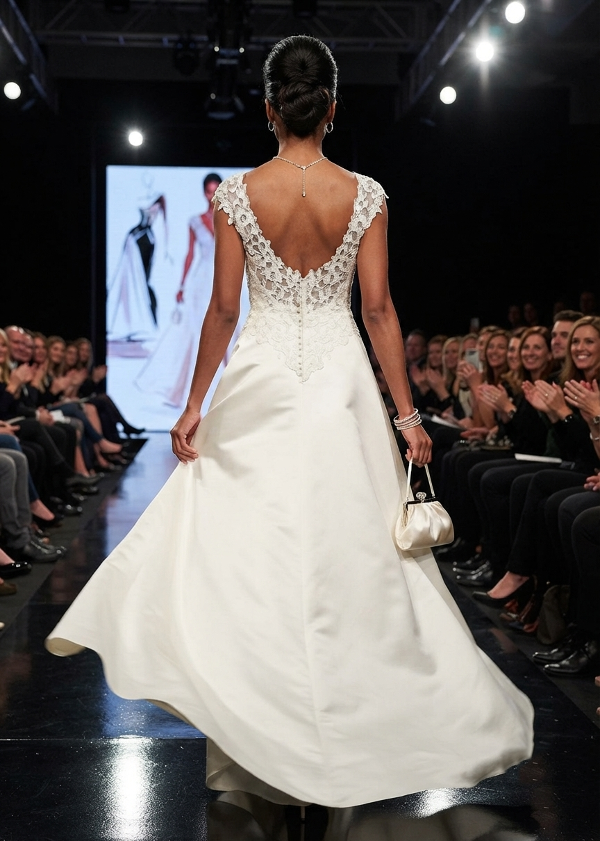 Elegantes Brautkleid in Weiß - Spitze & Rückenfreies Design - Stilvolles Hochzeitskleid