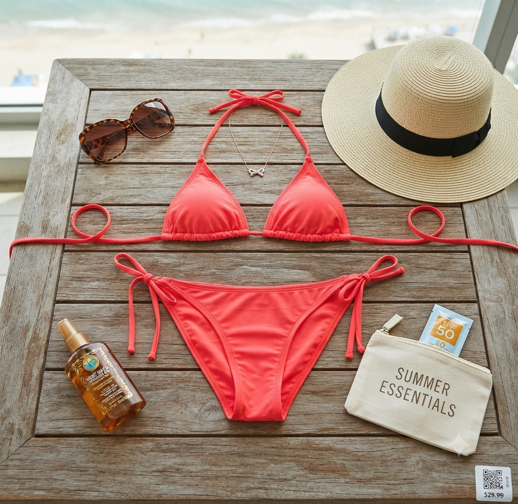 Damen Bikini-Set 2-Teiler Badeanzug Strandmode Unifarben Einheitsgröße