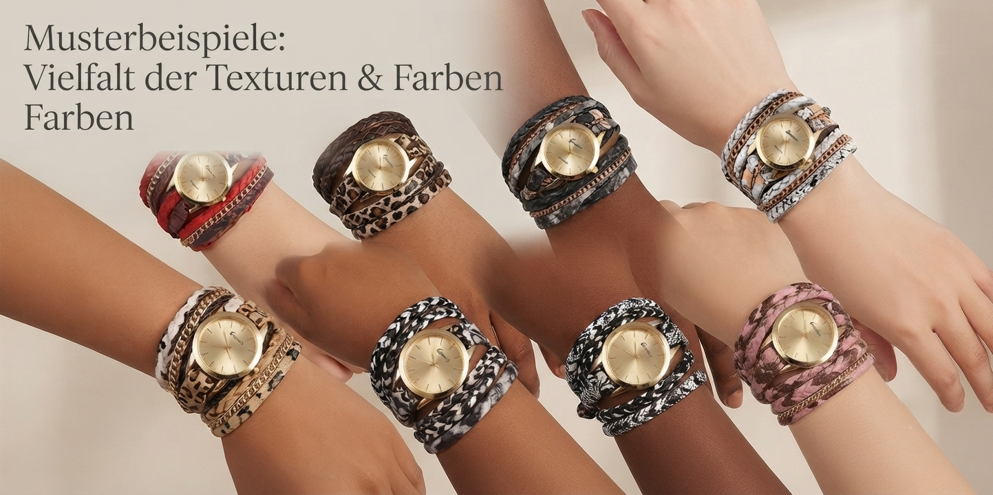 Ladies Wrap Watch Fashion Leopard Weave Bracelet Watch