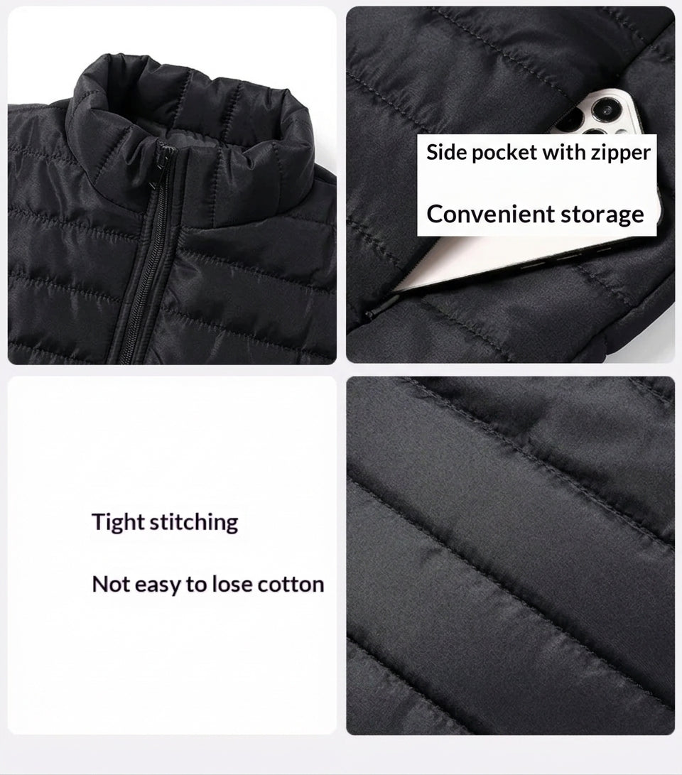 Unisex Winter Gefütterte Jacke mit Stehkragen – Winddichte Warme Steppjacke für Freizeit und Outdoor