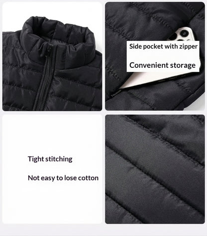 Unisex Winter Gefütterte Jacke mit Stehkragen – Winddichte Warme Steppjacke für Freizeit und Outdoor