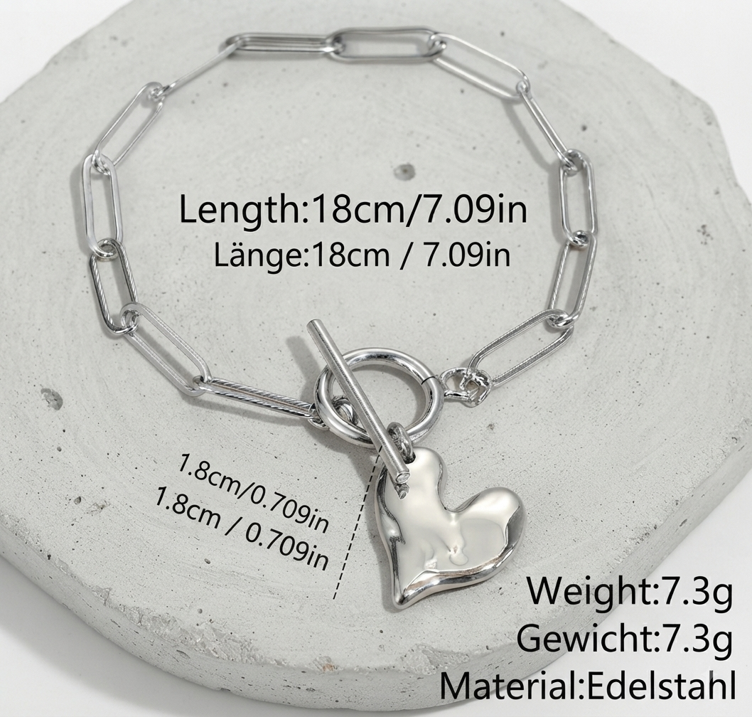 Elegantes Damen Halskette & Armband Set – Herz-Design, Edelstahl 18K Gold-Finish
