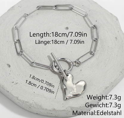 Elegantes Damen Halskette & Armband Set – Herz-Design, Edelstahl 18K Gold-Finish