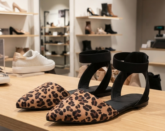 Damen Sandalen Leopard Print Geschlossene Zehen T-Steg Flach Sommerschuhe Gr. 36–41