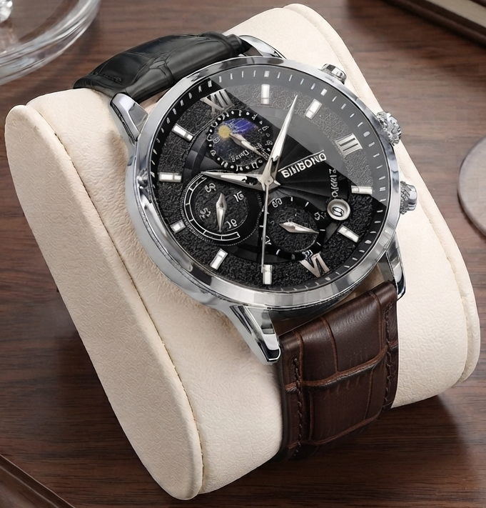Elegante Herren Quarzuhr Multifunktional Chronograph Business Armbanduhr