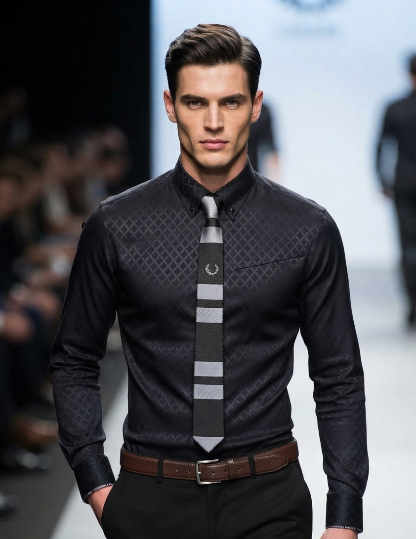 Herren Langarmhemd Slim Fit Designer Streifen Karo Business Casual Shirt Hemd