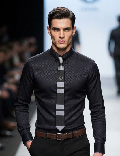 Herren Langarmhemd Slim Fit Designer Streifen Karo Business Casual Shirt Hemd